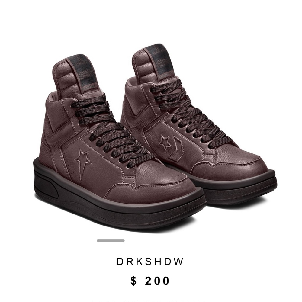 Burgundy Rick Owens X Converse. Worn once, bought on Net A Porter.
